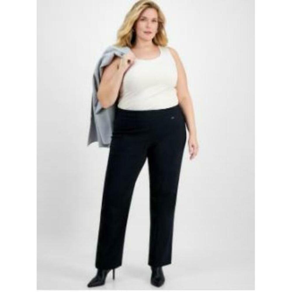 I.N.C. Plus Size Women's Black Pull-On Straight-Leg Pants 16W NWT